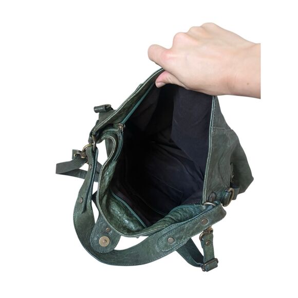 Gianni Notaro Shoulder Hobo Bag Green Leather - Picture 10 of 14